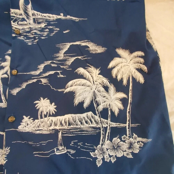 Royal Creations Men’s Hawaiian Shirt Blue Hawaii Islands Boat Palm Beach USA XXL - Picture 8 of 10